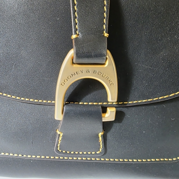 Dooney & Bourke Emerson Satchel/Crossbody Black Florentine Leather Gold Hardware - Picture 2 of 13